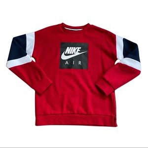 Nike Air Fleece Boys Red/White/Navy Crewneck Sweatshirt